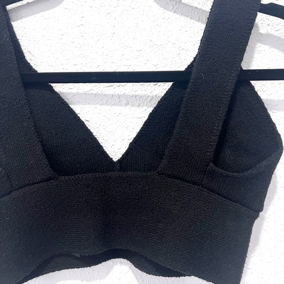 Zara knit cropped Textured Black Bra Top tank  S - Picture 7 of 8